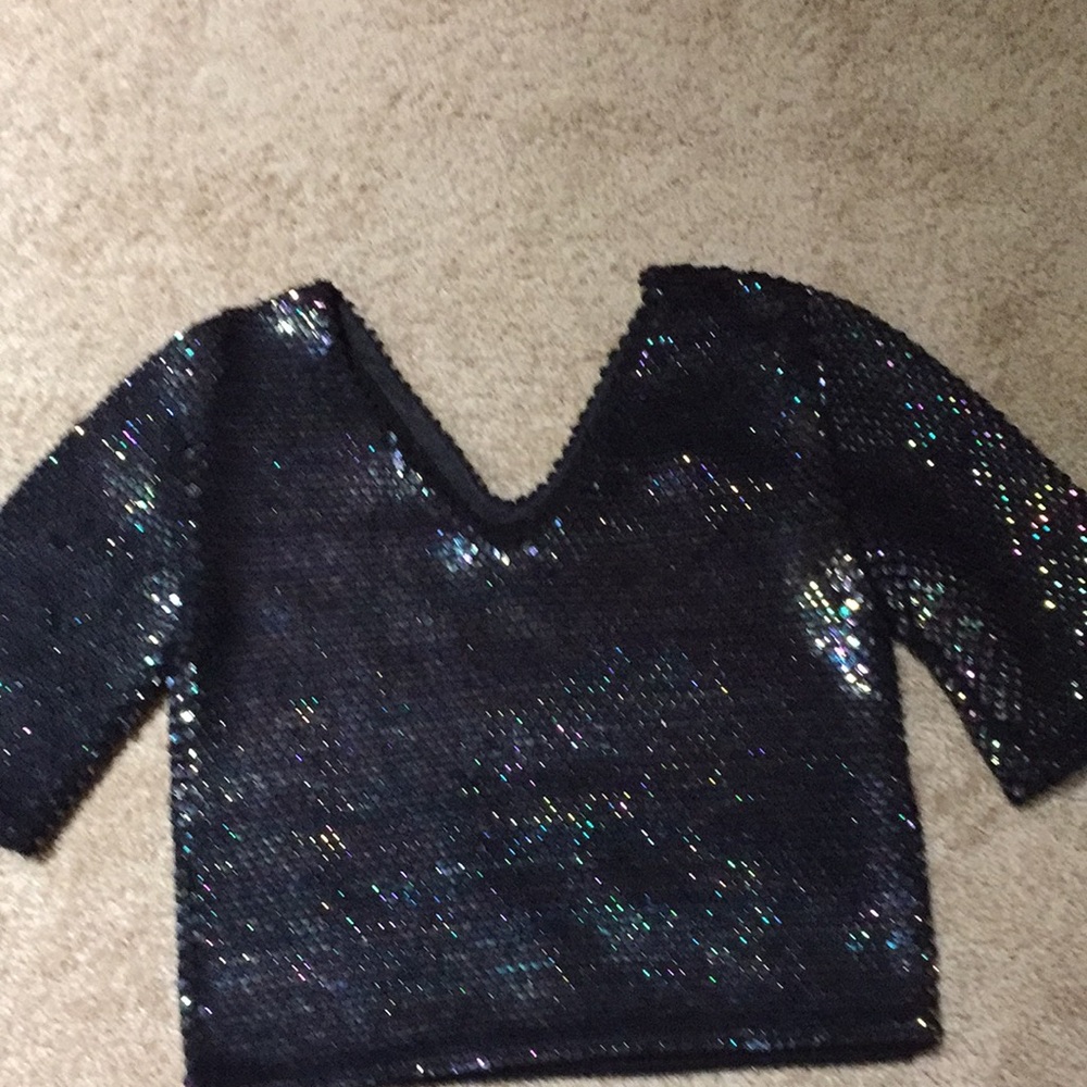 Dressy sequined top.